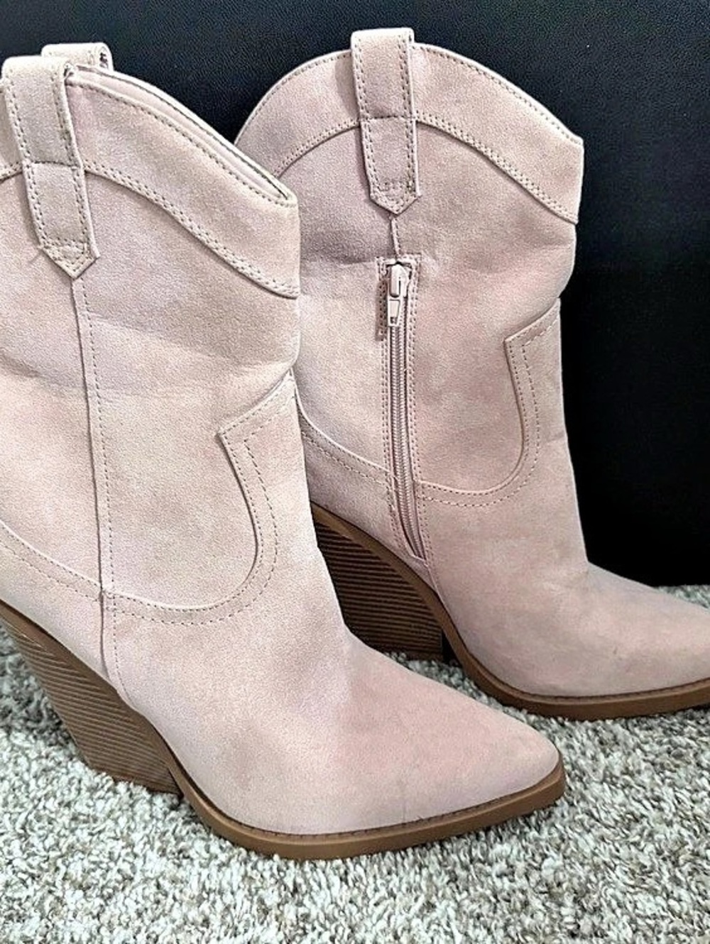 Forever 21 Women's Pink Platform Wedge Boots Rodeo Size 9